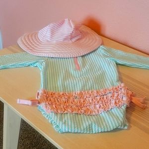 Ruffle Butts swimsuit and hat